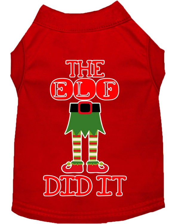 The Elf Did It Screen Print Dog Shirt Red XXL